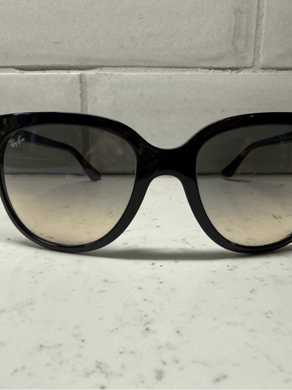 Ray-Ban Black Frame Gradient Brown Lens Women's Sunglasses